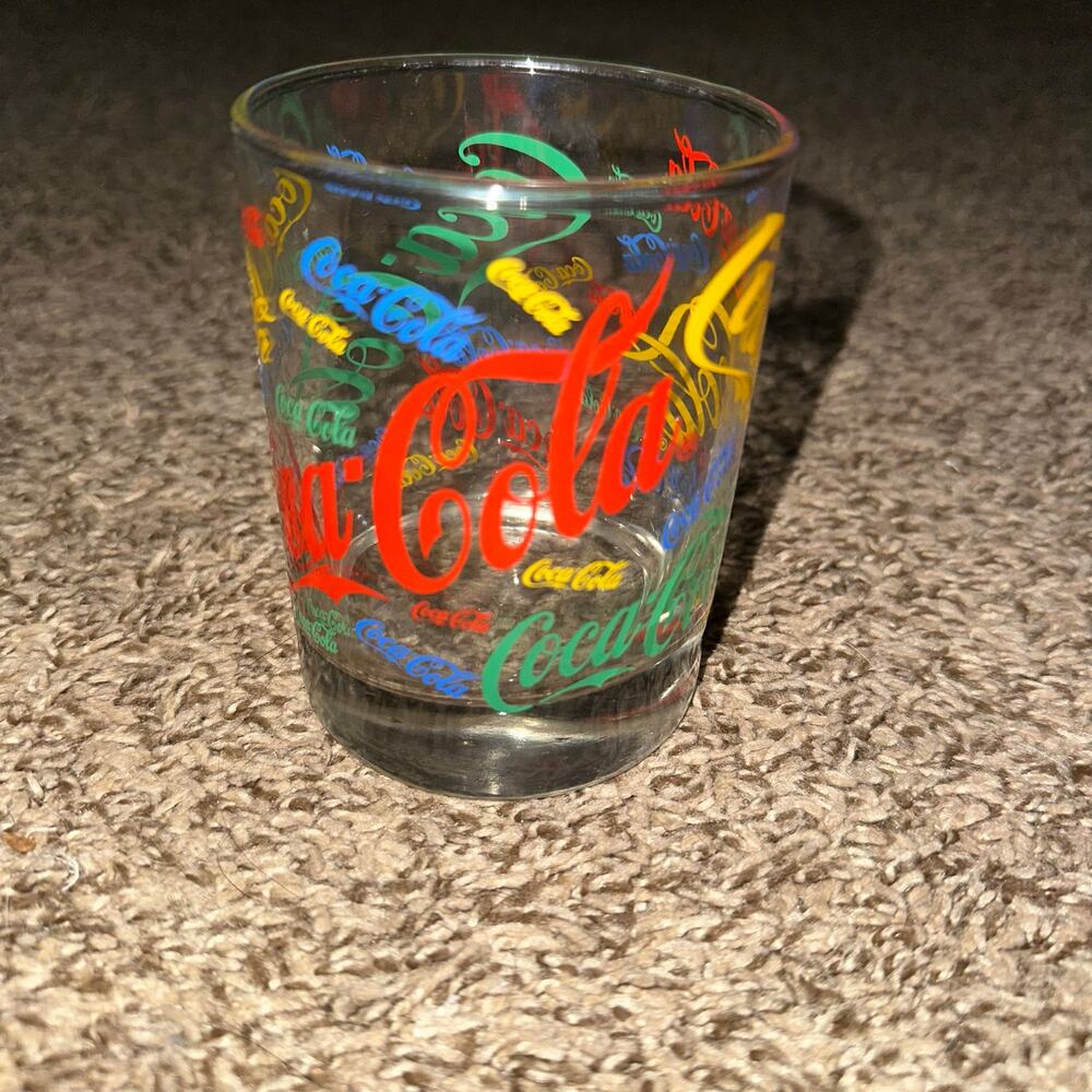Coca Cola Multicolor Logo Glass Tumbler Vintage Style